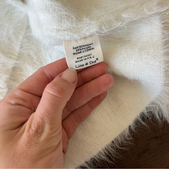 Line + Dot Cream Fuzzy Mock Neck Adler Sweater Revolve Like New - Picture 6 of 6